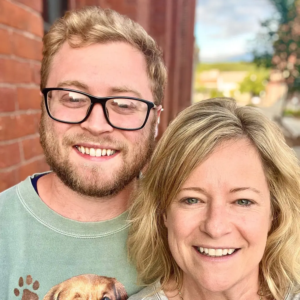 Caleb and his mom, visiting Keene, New Hampshire