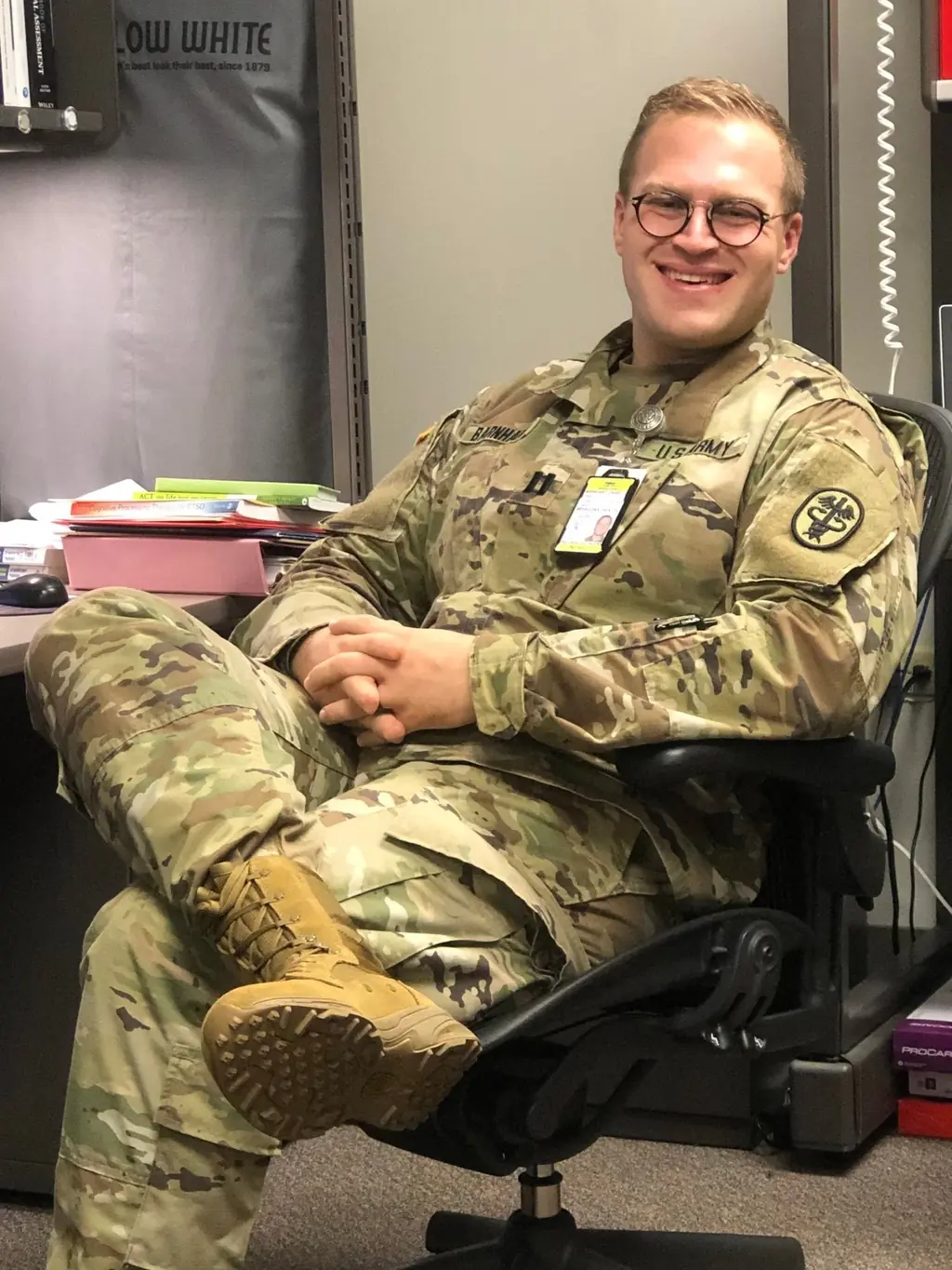 Dan working as a Clinical Psychology Resident for the United States Army