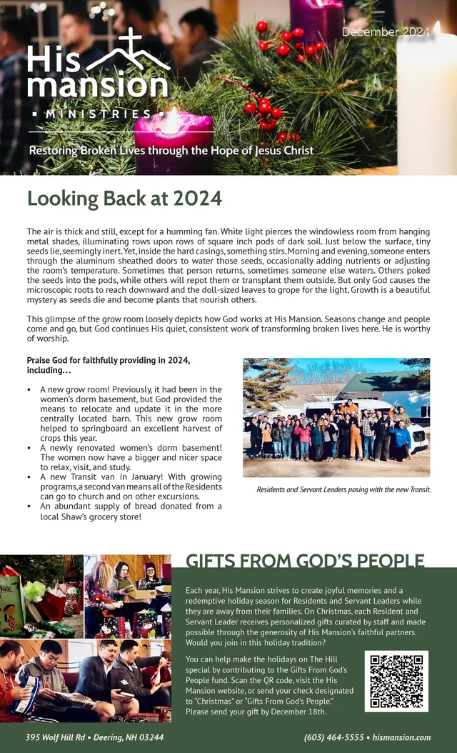Page 1 of 2 of the printed December 2024 Newsletter