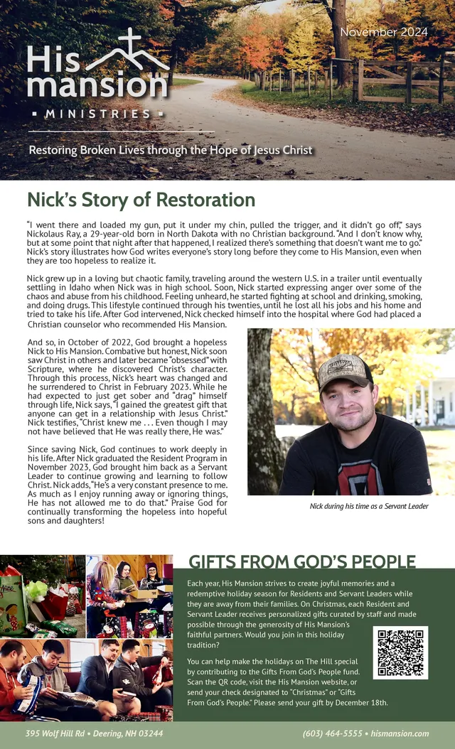 Page 1 of 2 of the printed November 2024 Newsletter