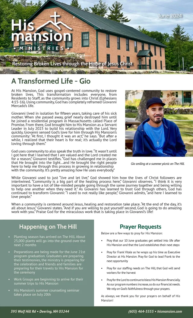 Page 1 of 2 of the printed A Transformed Life: Gio