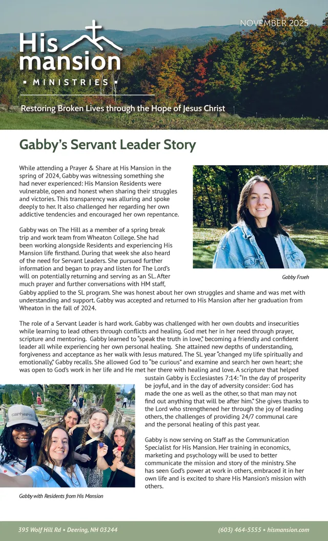 Page 1 of 2 of the printed November 2025 Newsletter