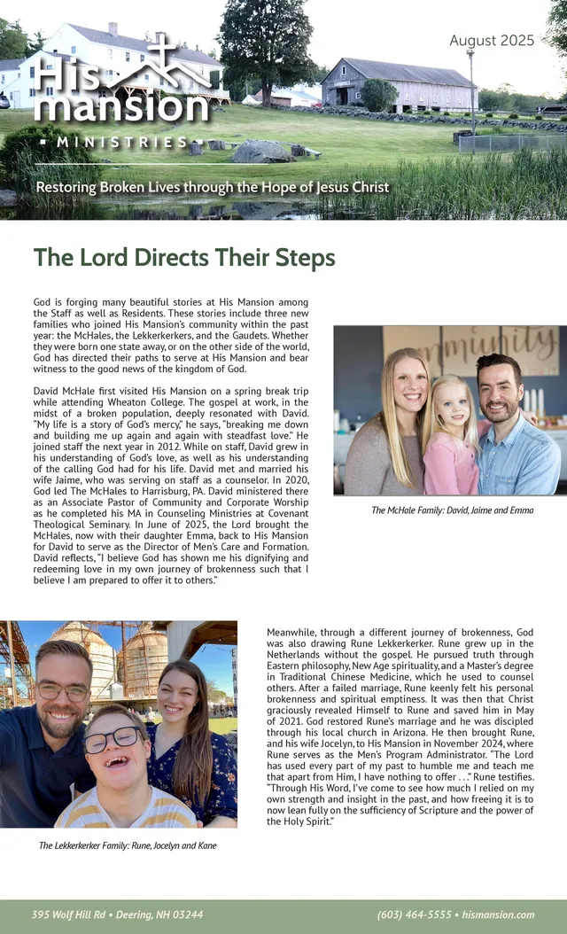Page 1 of 2 of the printed August 2025 Newsletter