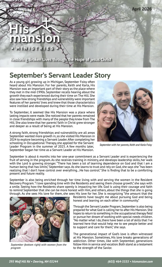 Page 1 of 2 of the printed April 2026 Newsletter