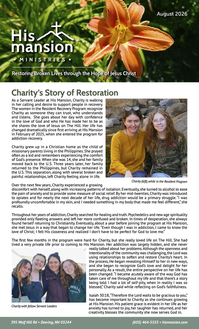 Page 1 of 2 of the printed August 2026 Newsletter