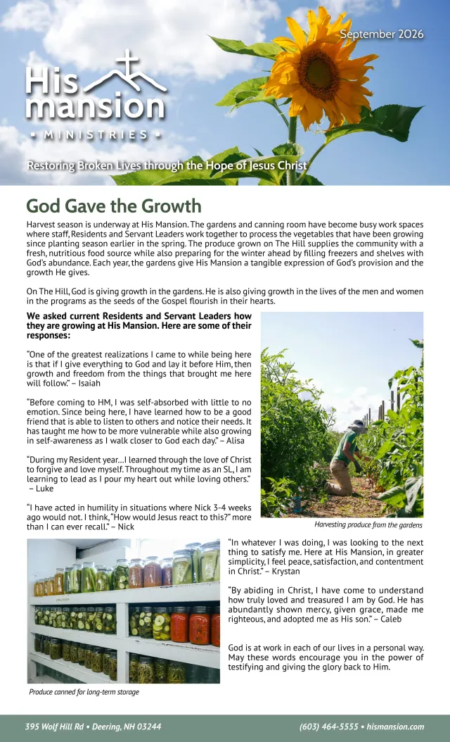 Page 1 of 2 of the printed September 2026 Newsletter