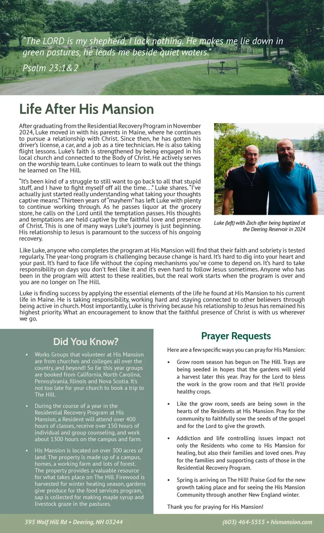 Page 2 of 2 of the printed April 2025 Newsletter