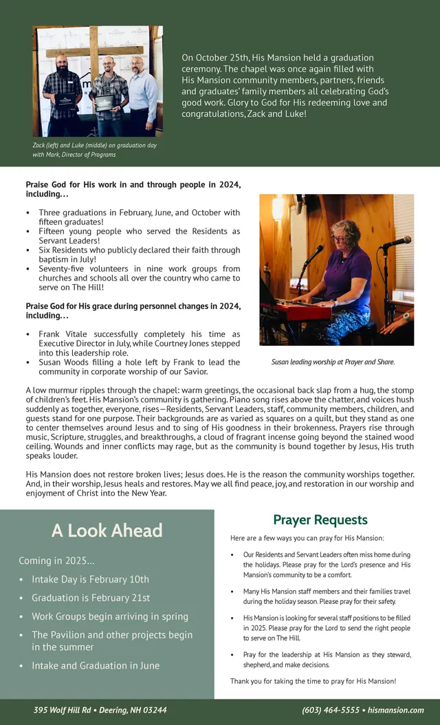 Page 2 of 2 of the printed December 2024 Newsletter