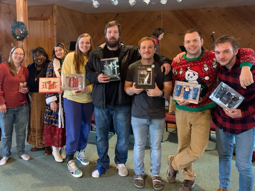 Residents showing off their gifts from Christmas 2019.