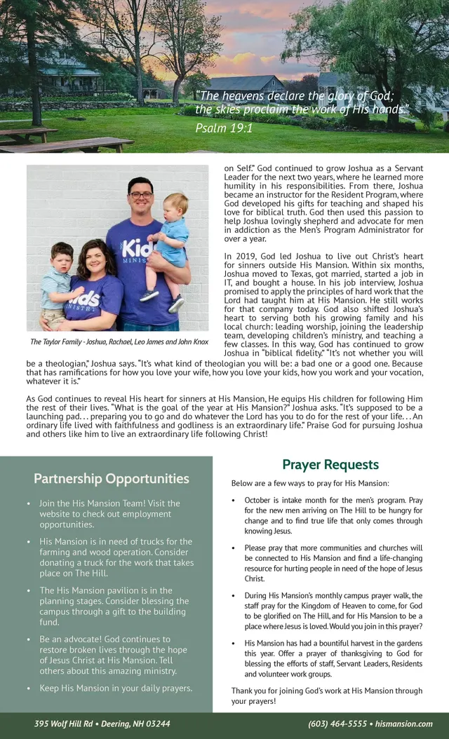 Page 2 of 2 of the printed Joshua's Story of Restoration