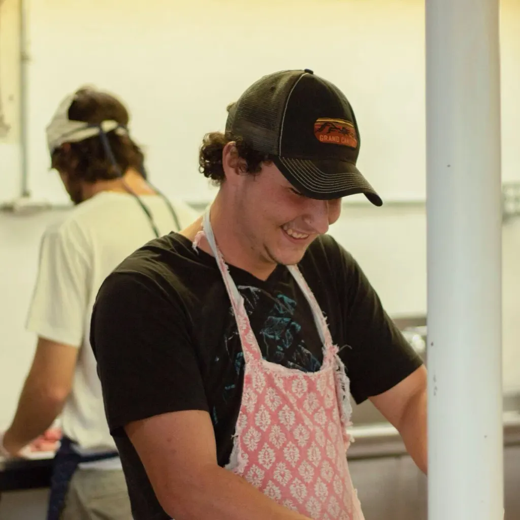 Jacob working in the canning room