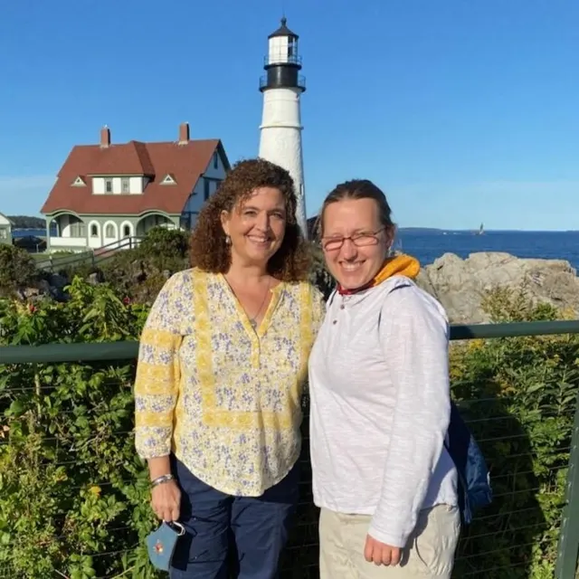 Rebecca and her friend Laura visiting the New England coast after being apart for several years. (2020)
